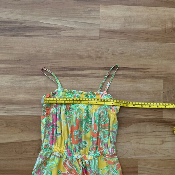Lilly Pulitzer Jumpsuit Romper Girls’s Size 6 Yellow Floral Tropical Sleeveless - Picture 3 of 9